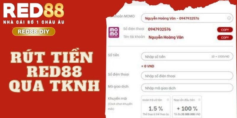 Cách rút tiền Red88 qua tài khoản ngân hàng